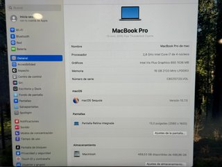 MacBook Pro i7 / 16 Gb / 500 SSD - GARANTIA