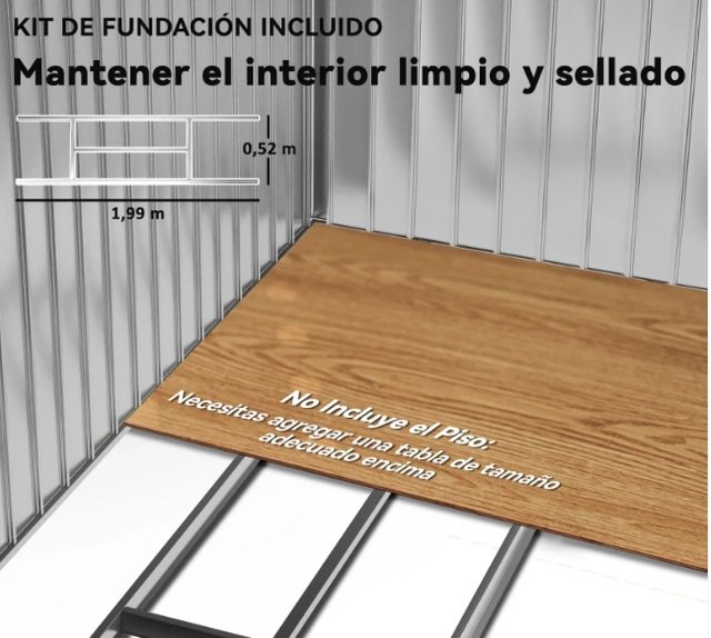 Caseta Jardín Metal Marrón 213x130x185 cm