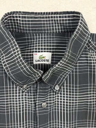 Camisa Lacoste cuadros gris y negro