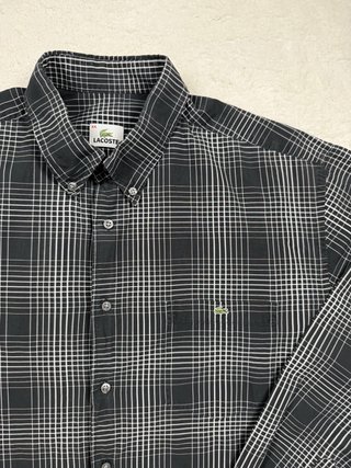 Camisa Lacoste cuadros gris y negro