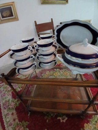 Juego Consomé Bidasoa Porcelana Azul/Blanco