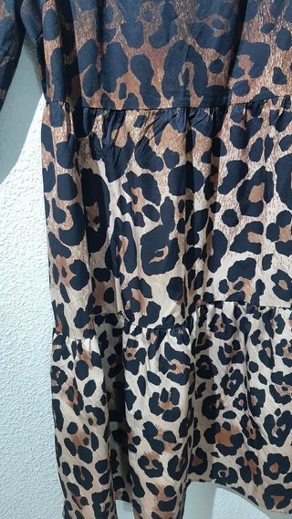 Vestido estampado leopardo manga larga
