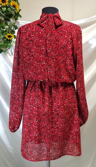 Vestito Donna rosso abito Only + cinturina ANNI 80