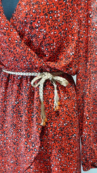 Vestito Donna rosso abito Only + cinturina ANNI 80