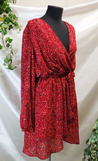 Vestito Donna rosso abito Only + cinturina ANNI 80