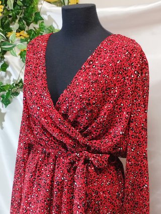 Vestito Donna rosso abito Only + cinturina ANNI 80