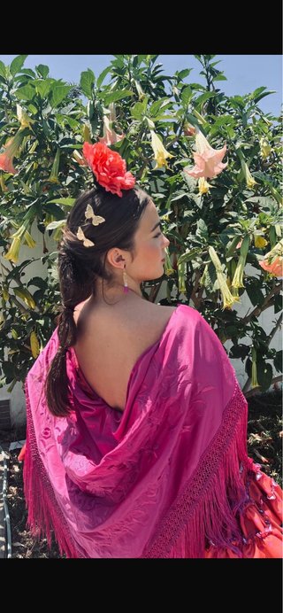 Traje Flamenca Coral Lunares Talla S/M