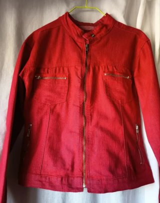 Cazadora vaquera roja ajustada vintage S