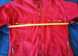 Cazadora vaquera roja ajustada vintage S