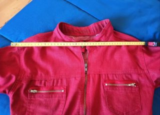 Cazadora vaquera roja ajustada vintage S