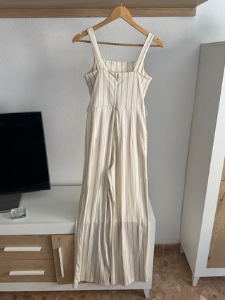 Mono Palazzo Rayas Beige y Blanco