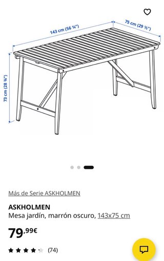 Mesa Jardín Madera Ikea Askholmen 143x75