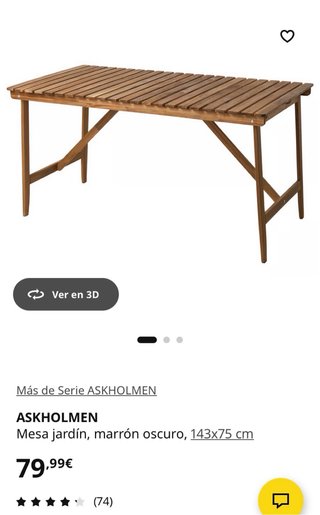 Mesa Jardín Madera Ikea Askholmen 143x75