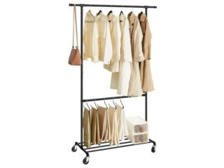 Perchero Doble Industrial Ruedas SONGMICS HSR62BK