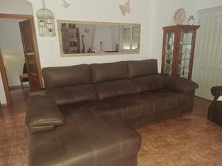 Sofá Chaise Longue Marrón Piel