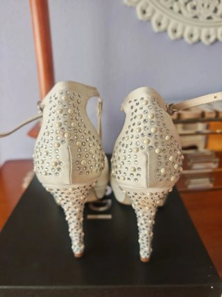 Sandalias Lolita Blancas Pedrería Talla 37