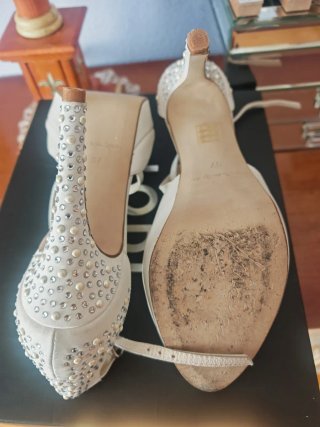 Sandalias Lolita Blancas Pedrería Talla 37
