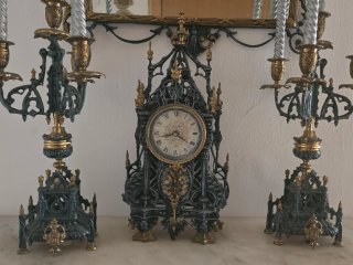 Consola antigua hierro forjado y mármol