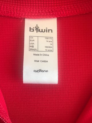 Maillot Btwin Ciclismo XS Rojo Bolsillo