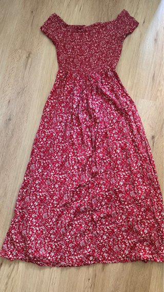 Vestido maxi rojo flores