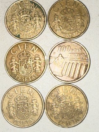 Lote de 6 monedas 100 pesetas Juan Carlos I