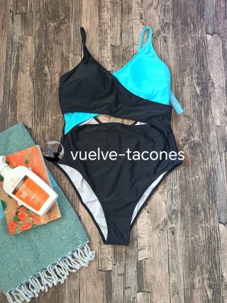 Bañador cut out negro y turquesa ♡ POPVIL  * XL