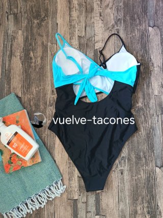 Bañador cut out negro y turquesa ♡ POPVIL  * XL
