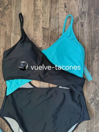 Bañador cut out negro y turquesa ♡ POPVIL  * XL