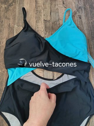 Bañador cut out negro y turquesa ♡ POPVIL  * XL