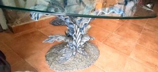 Conjunto mesa cristal y marmolina