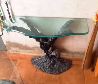 Conjunto mesa cristal y marmolina