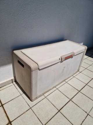 Baúl de almacenamiento de plástico beige