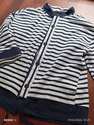 Chaqueta Zara Rayas Beige y Azul