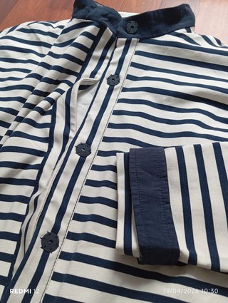 Chaqueta Zara Rayas Beige y Azul