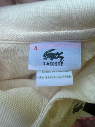 Polo Lacoste Crema Talla S