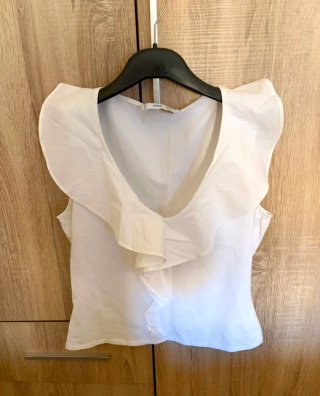 Camisa Mango volantes blanca