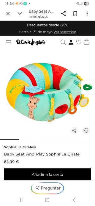 Asiento actividades bebé con peluches