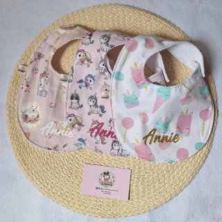 Baberos Unicornios y Dulces personalizados