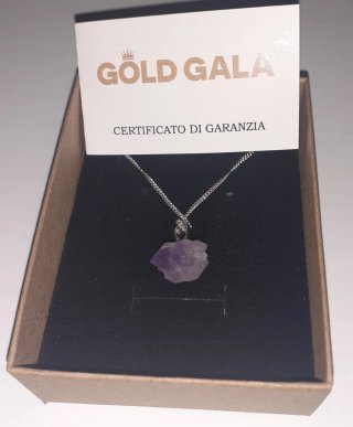 Colgante Amatista Bruto con Cadena Plata