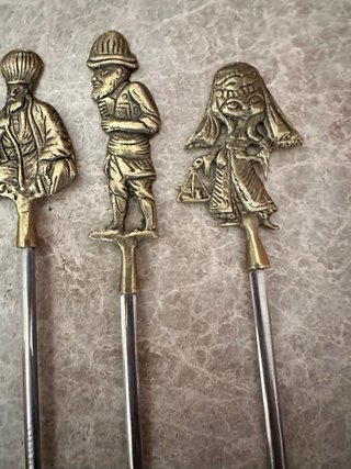 Juego 6 Brochetas/Pinchos Barbacoa Bronce Laton