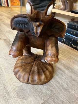 Taburete madera tallada elefante