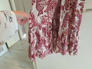 Vestido largo estampado volante