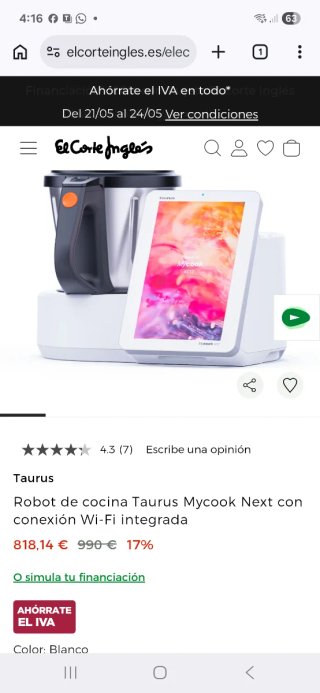 Robot Cocina Taurus Mycook Next Wifi