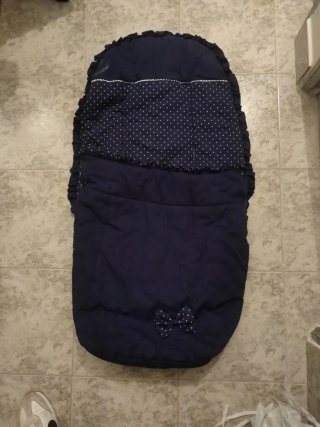 Saco para carrito azul marino con lunares
