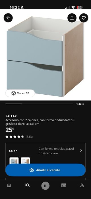 Estantería Kallax Negra con Cajones Grises