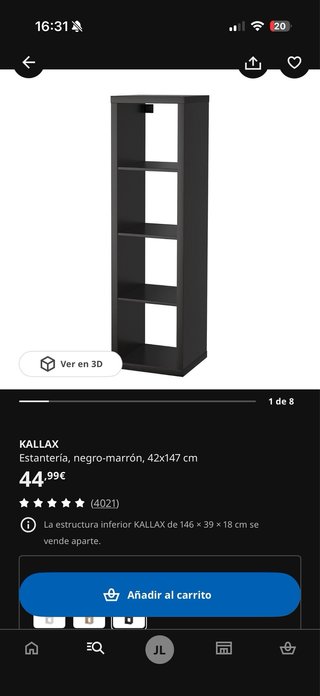 Estantería Kallax Negra con Cajones Grises