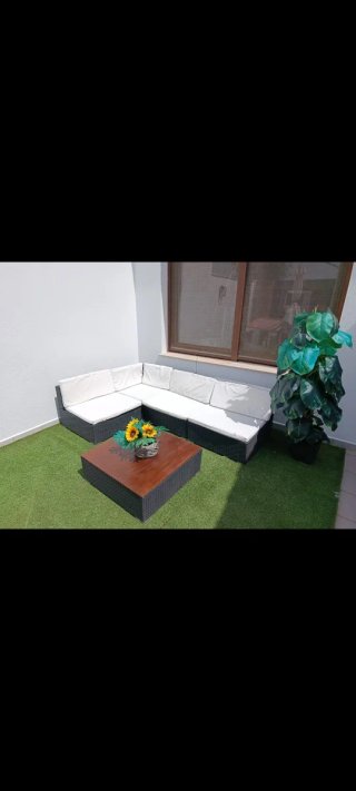 Conjunto Sofá Exterior VidalXL Negro