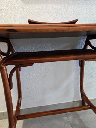 Mesa consola ratán y bambú