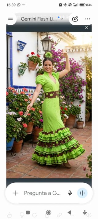 Vestido de flamenca verde con lunares
