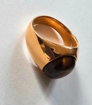 Anillo Hombre Acero y Piedra Natural Marrón